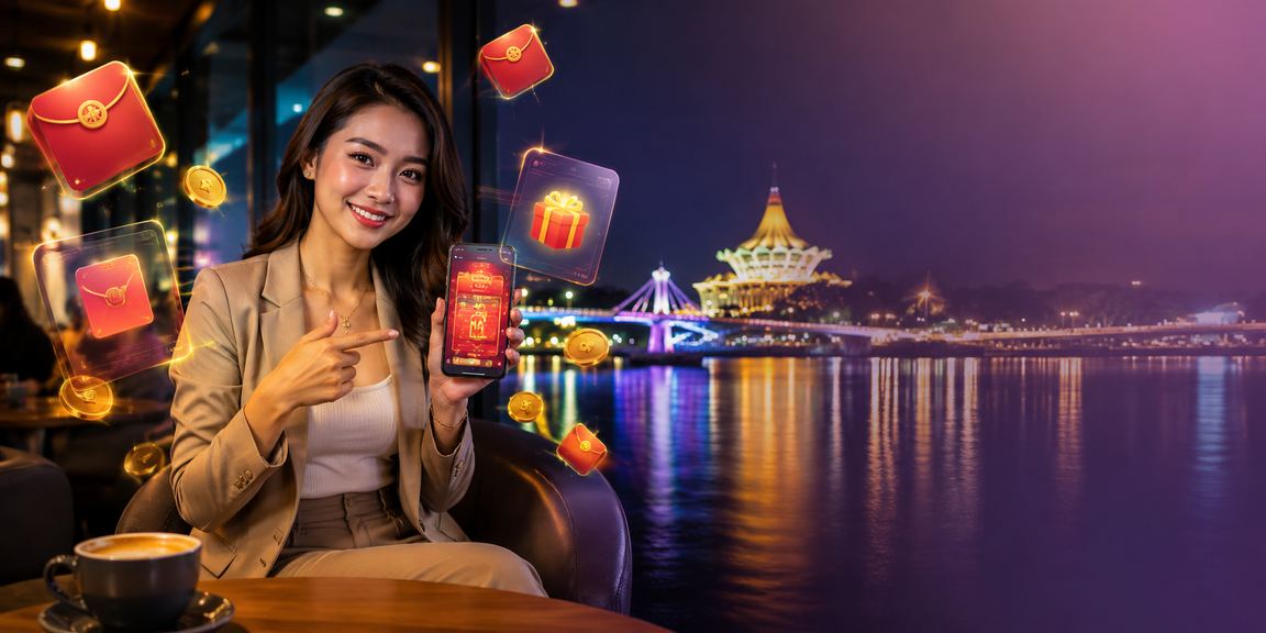 Sampul merah simbolik promosi bonus Tahun Baru Cina 12500 di Kuching Sarawak